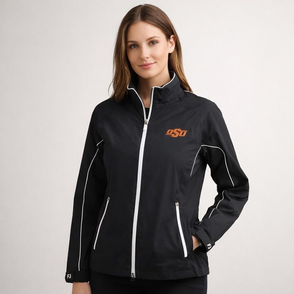 FootJoy DryJoys OSU Jacket Womens M Black Golf Windbreaker Zip